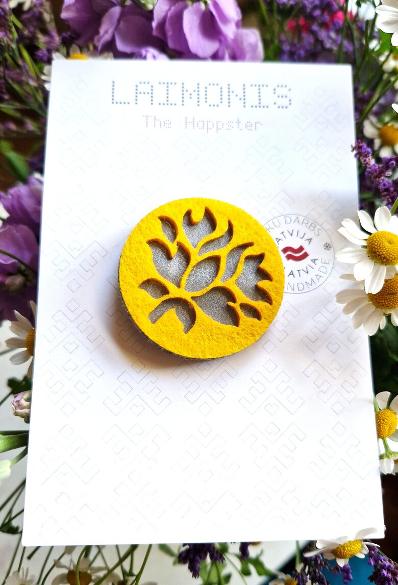 Peonijas zieds - dzeltena piespraude