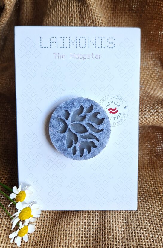 Peonijas zieds - pelēka piespraude